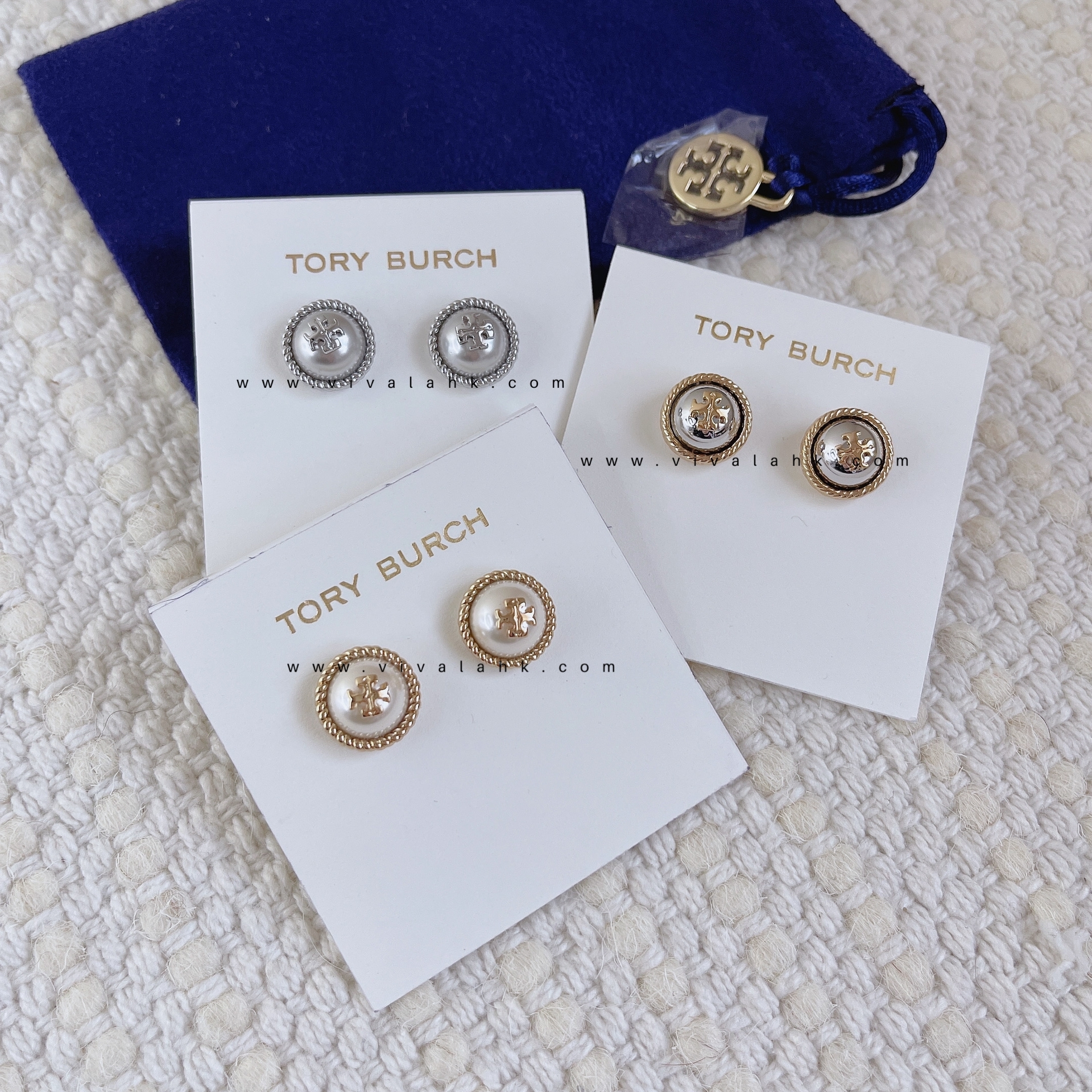 Tory Burch - 繩邊圓形Logo 耳環 (50709)