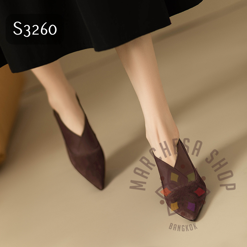 S3260 - 全真皮羊猄皮彈力尖頭高踭鞋