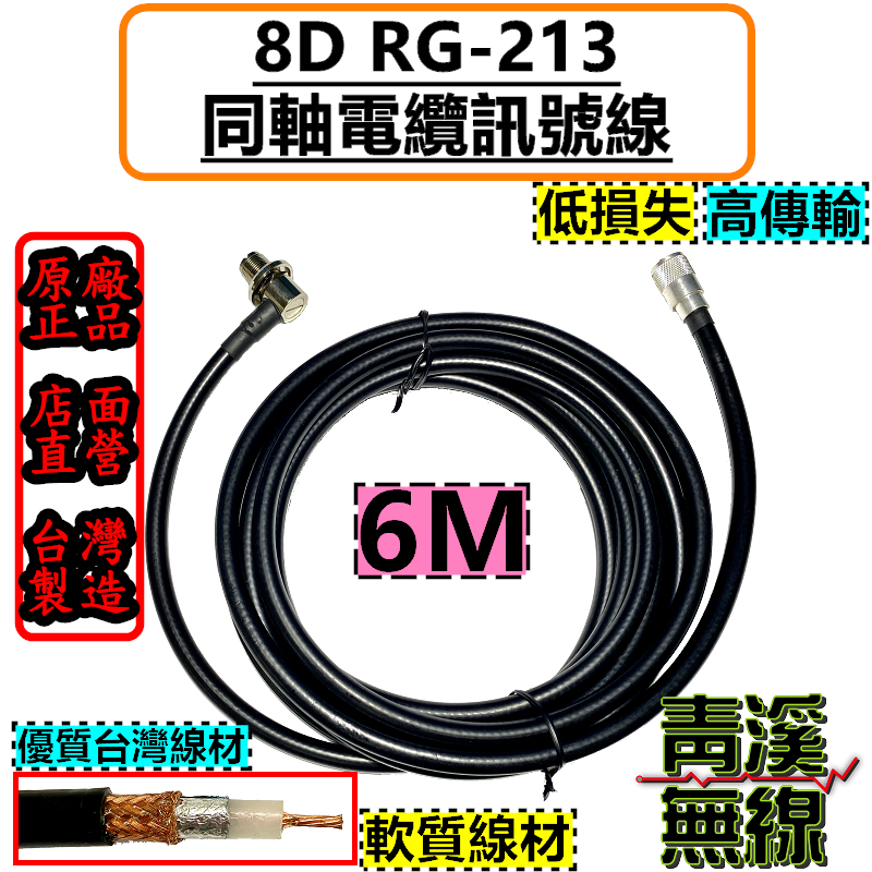 8D RG-213訊號線 6M 六米 訊號線 無線電 車機 RG213 8D訊號線 貨車 中繼台 基地台 台灣製造