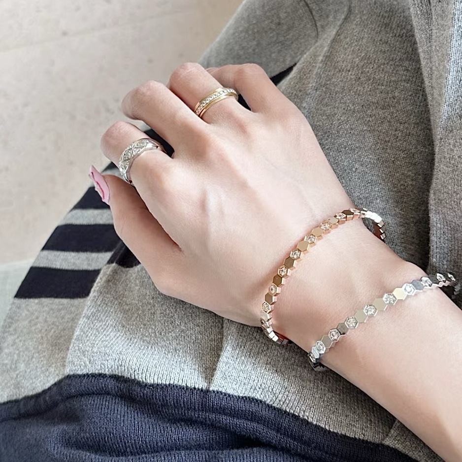 cm”18k bee my love蜂巢高奢定製半鑽手鐲