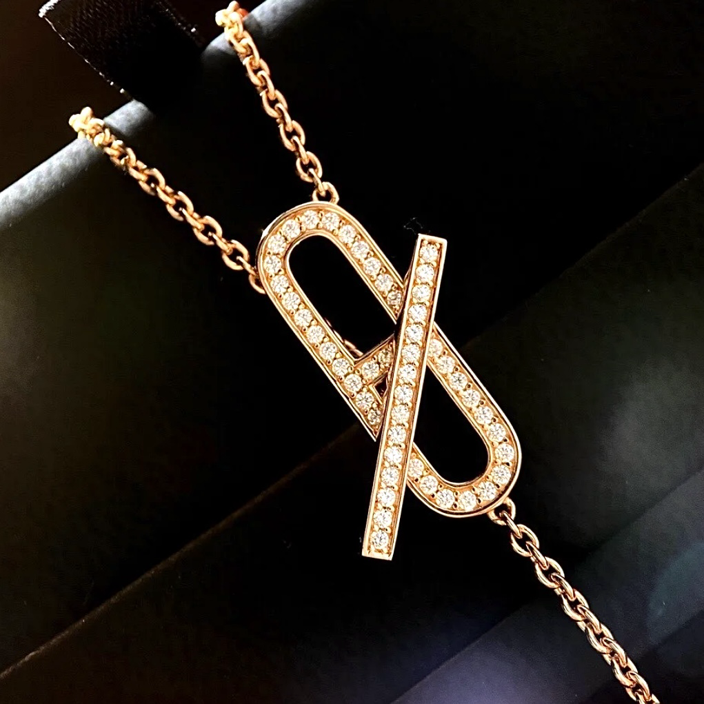 18k H長豬鼻”滿鑽流蘇墜高奢定製項鍊