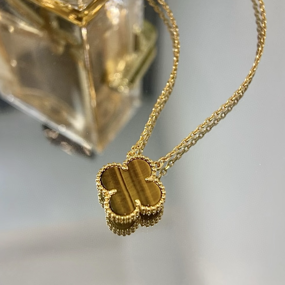 18k【虎眼石】”四葉草單花高奢定製項鍊