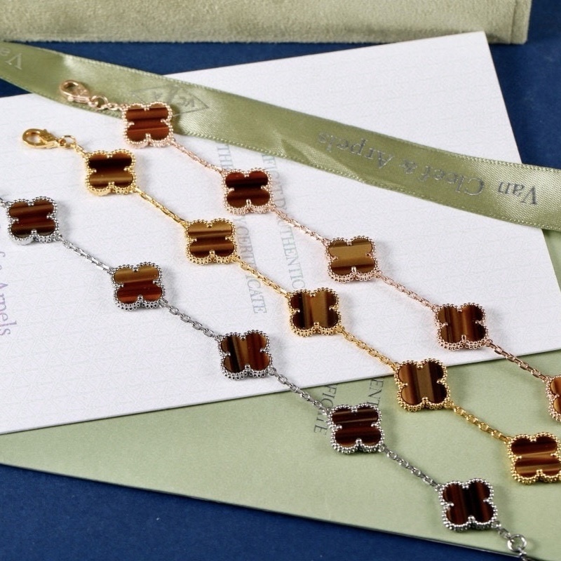 18k【虎眼石】”四葉草五花高奢定製手鍊