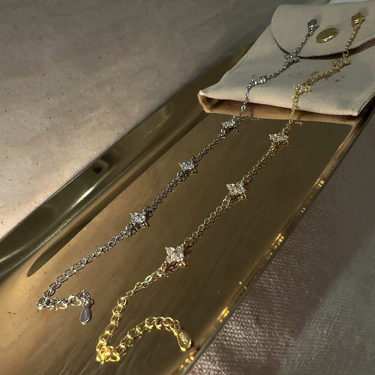 Gy”s925迷你小老花滿鑽低奢手鍊