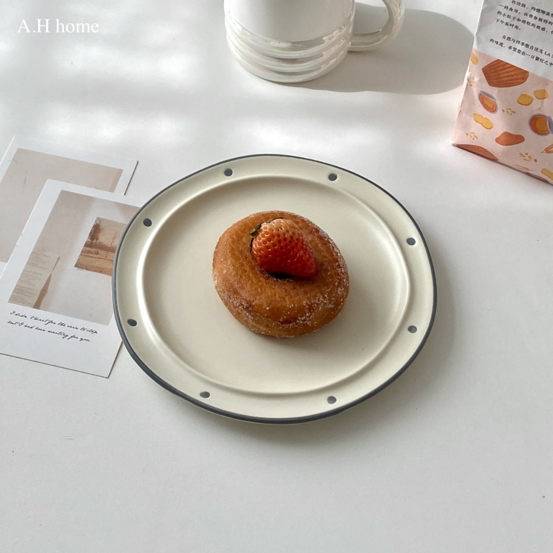 【ＡＨ595】韓國ins波點陶瓷盤