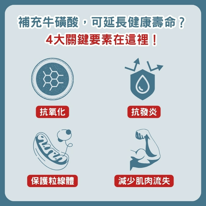 補充牛磺酸，可延長健康壽命？５大關鍵要素在這裡！