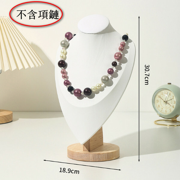 實木頸模展示架--首飾珠寶展示架--項鏈模特陳列道具【大號白皮】1個-不含項鏈-