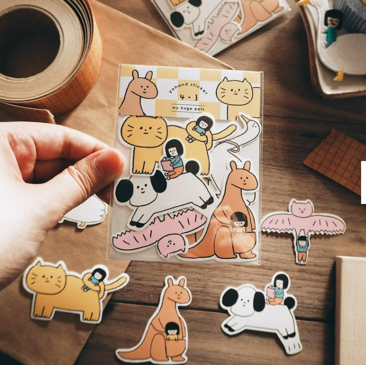 YOHAND Waterproof medium stickers pet friends
