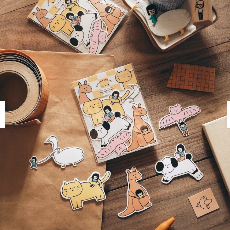 YOHAND Waterproof medium stickers pet friends