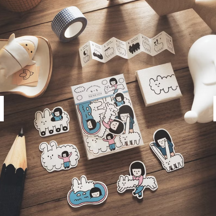 YOHAND Waterproof medium stickers play with dog cloud