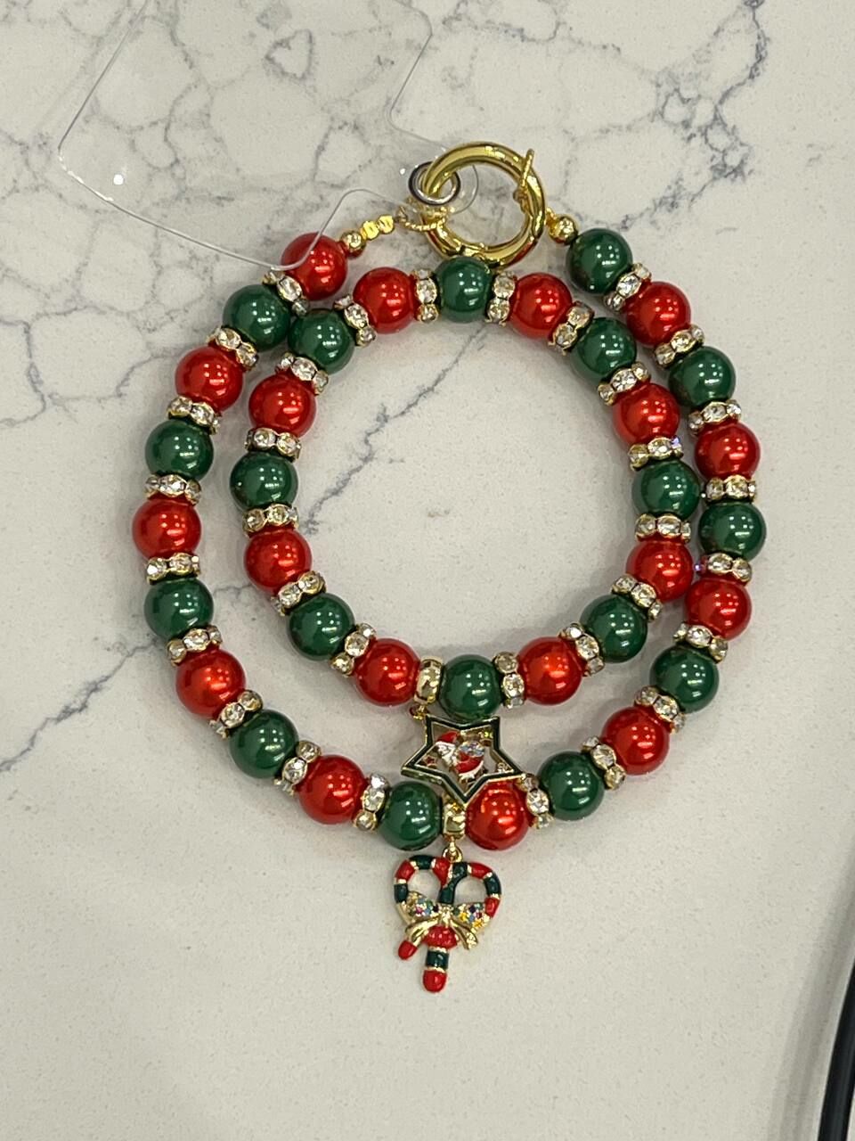 [S] GEMZ & CO ZBA CHRISTMAS EDITION RED/GREEN PEARLS ACCESSORIES/GOLD, Y256 (Y256)