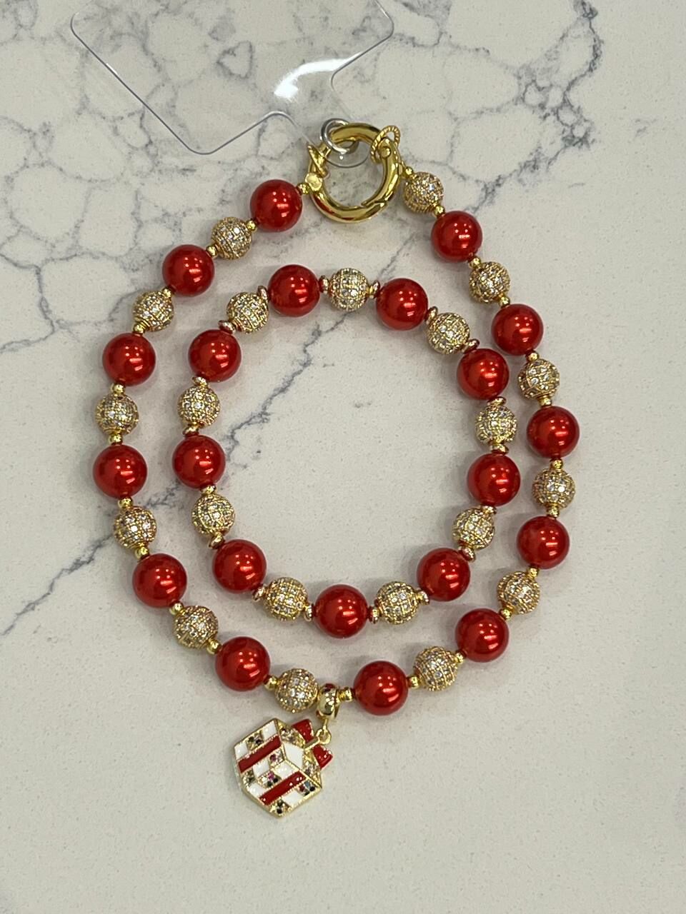 [S] GEMZ & CO ZBA CHRISTMAS EDITION RED/GOLD PEARLS ACCESSORIES/GOLD, Y257 (Y257)