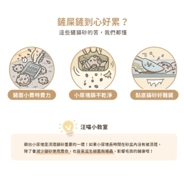 汪喵星球｜專利 8 字快篩貓砂鏟 貓砂鏟 豆腐砂專用 貓砂剷