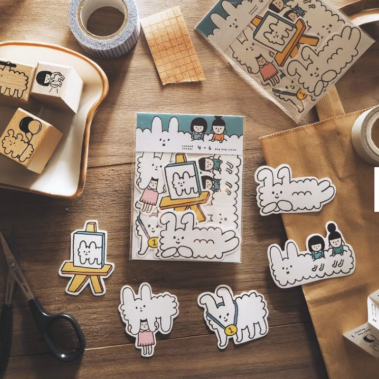 YOHAND Waterproof medium stickers happy dog cloud
