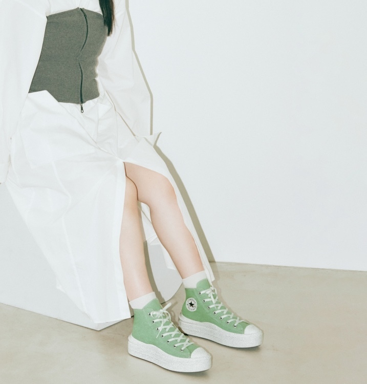 converse 小波浪帆布鞋 抹茶綠 高筒