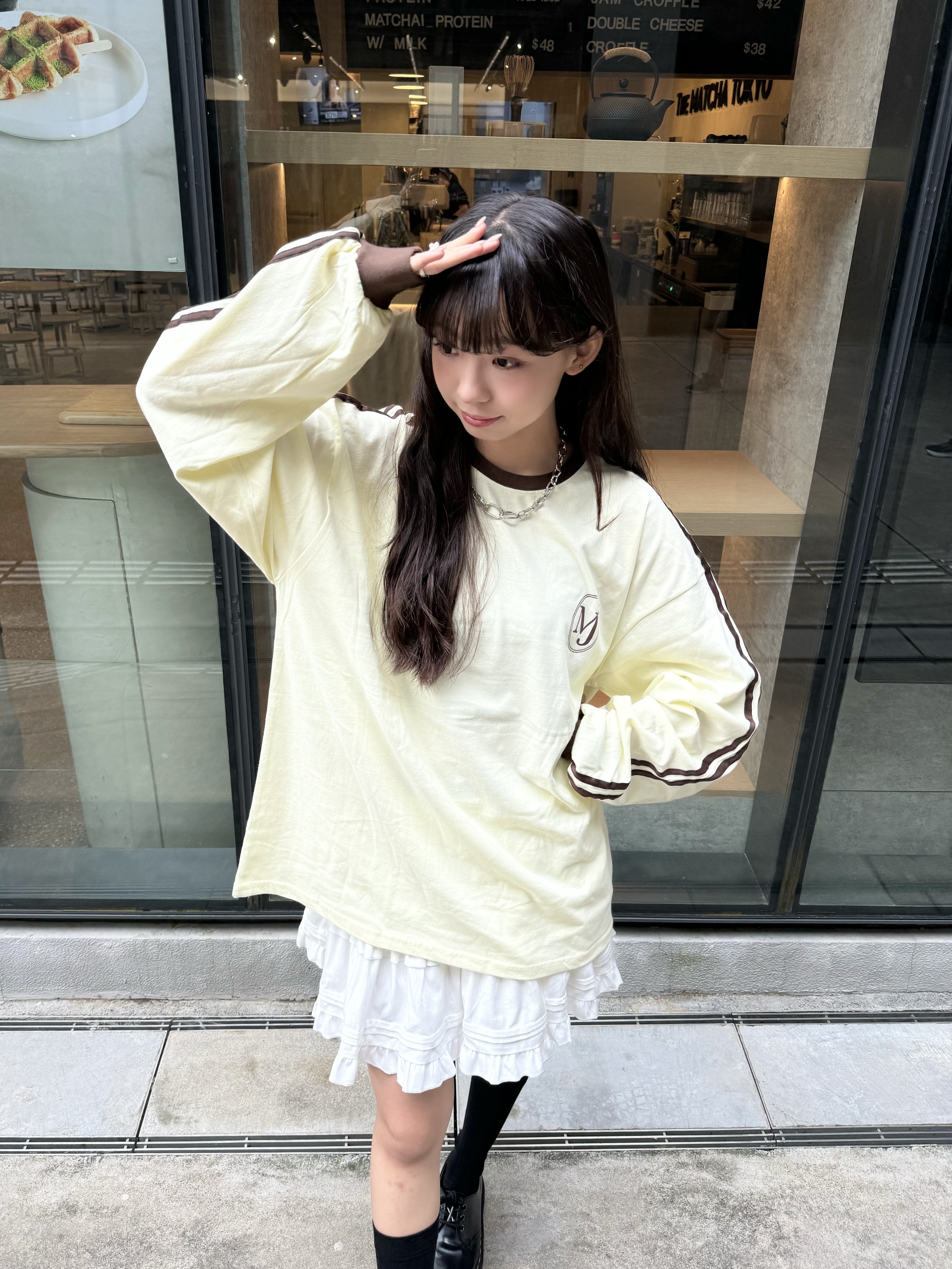 拼色兩間oversize Tee