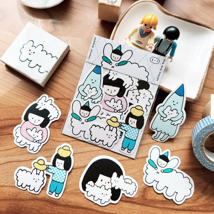 YOHAND Waterproof medium stickers dog cloud