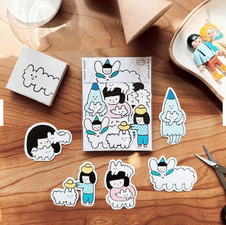 YOHAND Waterproof medium stickers dog cloud