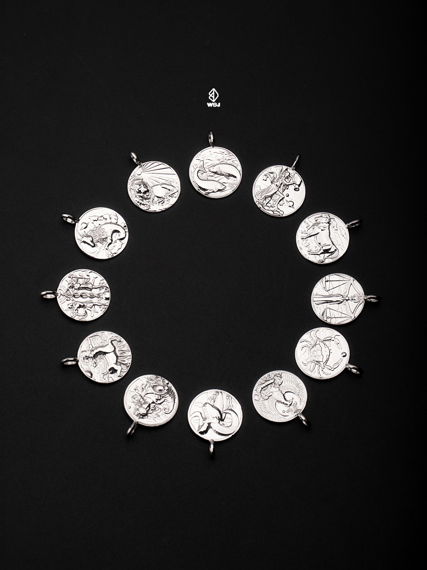 WBJ 十二星座復古純銀吊墜