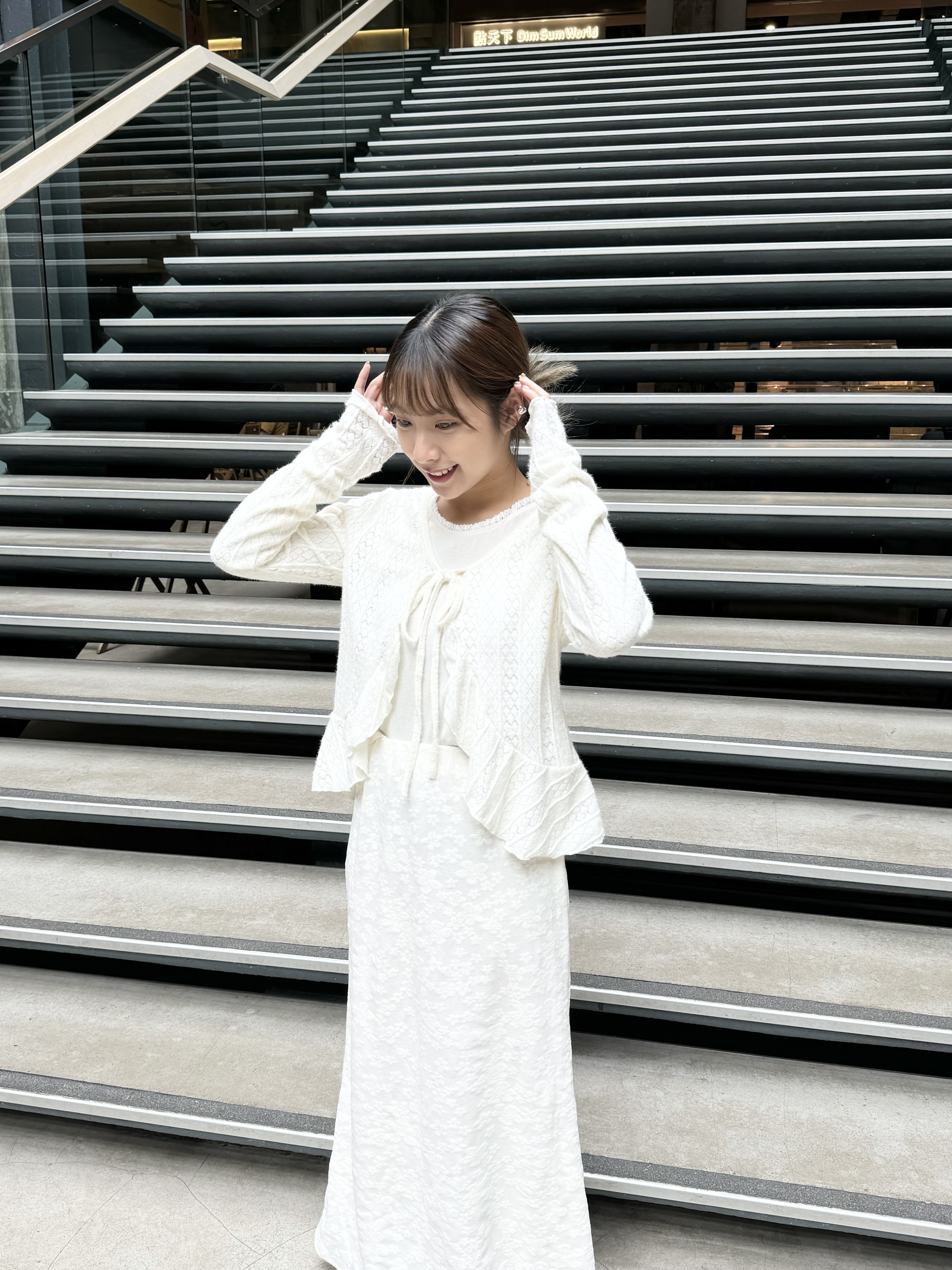 菱形針織ruffle邊小外套