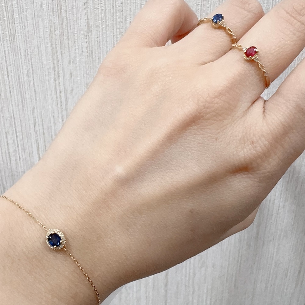【me.luxe】K18藍寶5分鑽石手鍊
