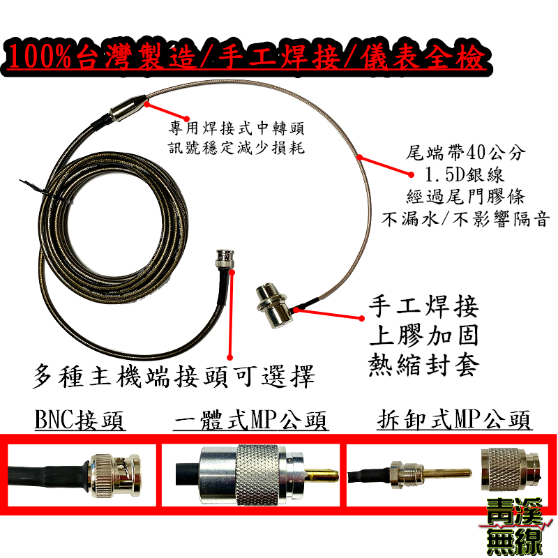 3D雙層網銀線 7.6M+1.5D銀線40CM 3D 8M銀線帶細線 訊號銀線 手工低損耗 訊號線 帶細線 轎車 無線電 車機 對講機 傳輸線 手機 RG-223 銀線 RG-600 台灣製造