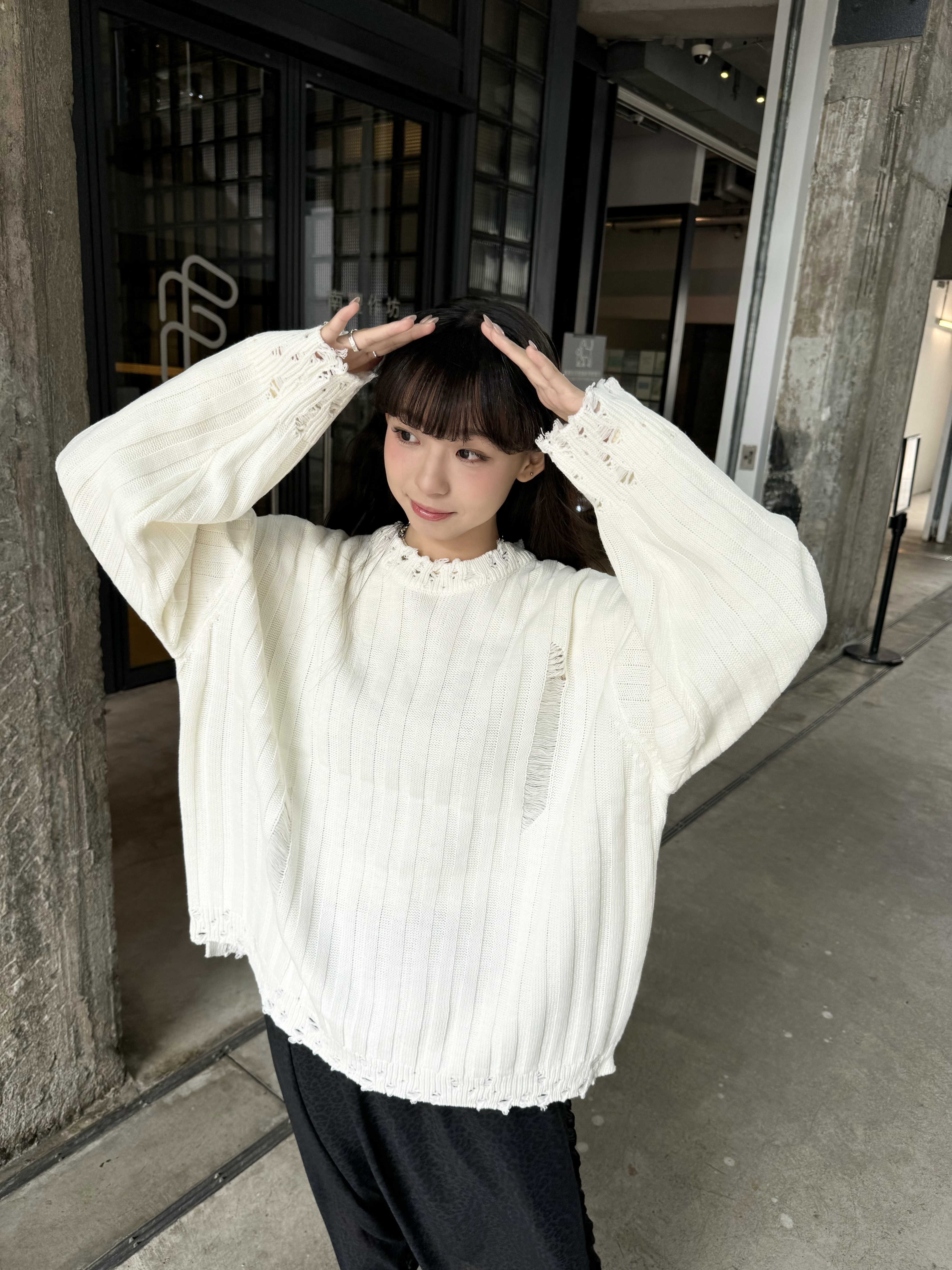 UNISEX破爛感針織TOP