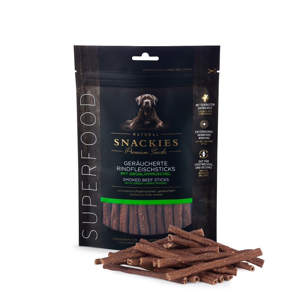 Snackies 煙燻牛肉條配綠唇青口狗小食 (170g)