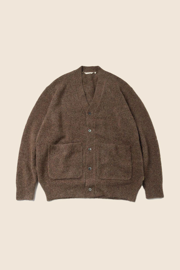 FARAH - MOHAIR 針織開襟外套 （深棕色）