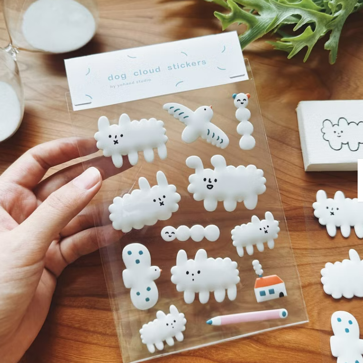 YOHAND Waterproof puffy sticker soft dog cloud