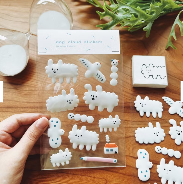 YOHAND Waterproof puffy sticker soft dog cloud