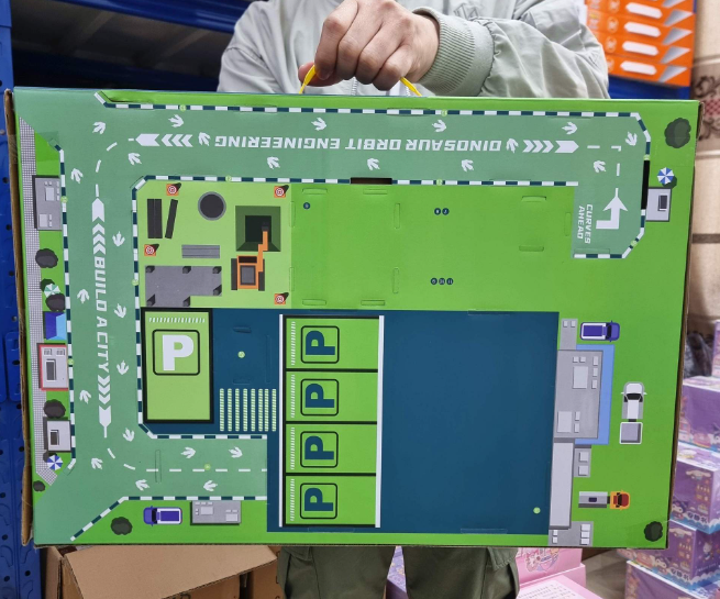 3D立体恐龙拼搭纸皮停车场（配4只车）