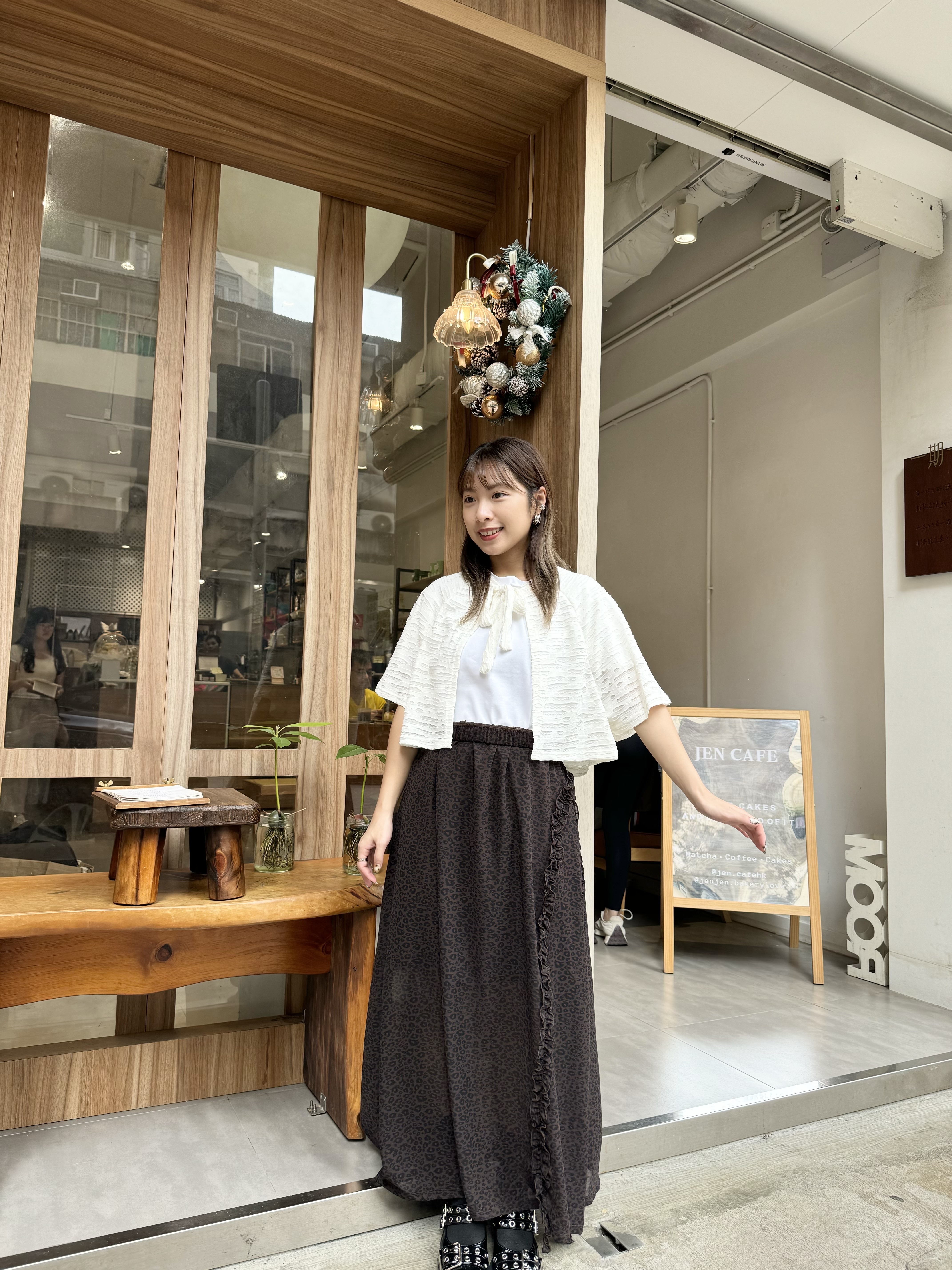 [兩色入] 三角RUFFLE豹紋飄飄SK( Brown )