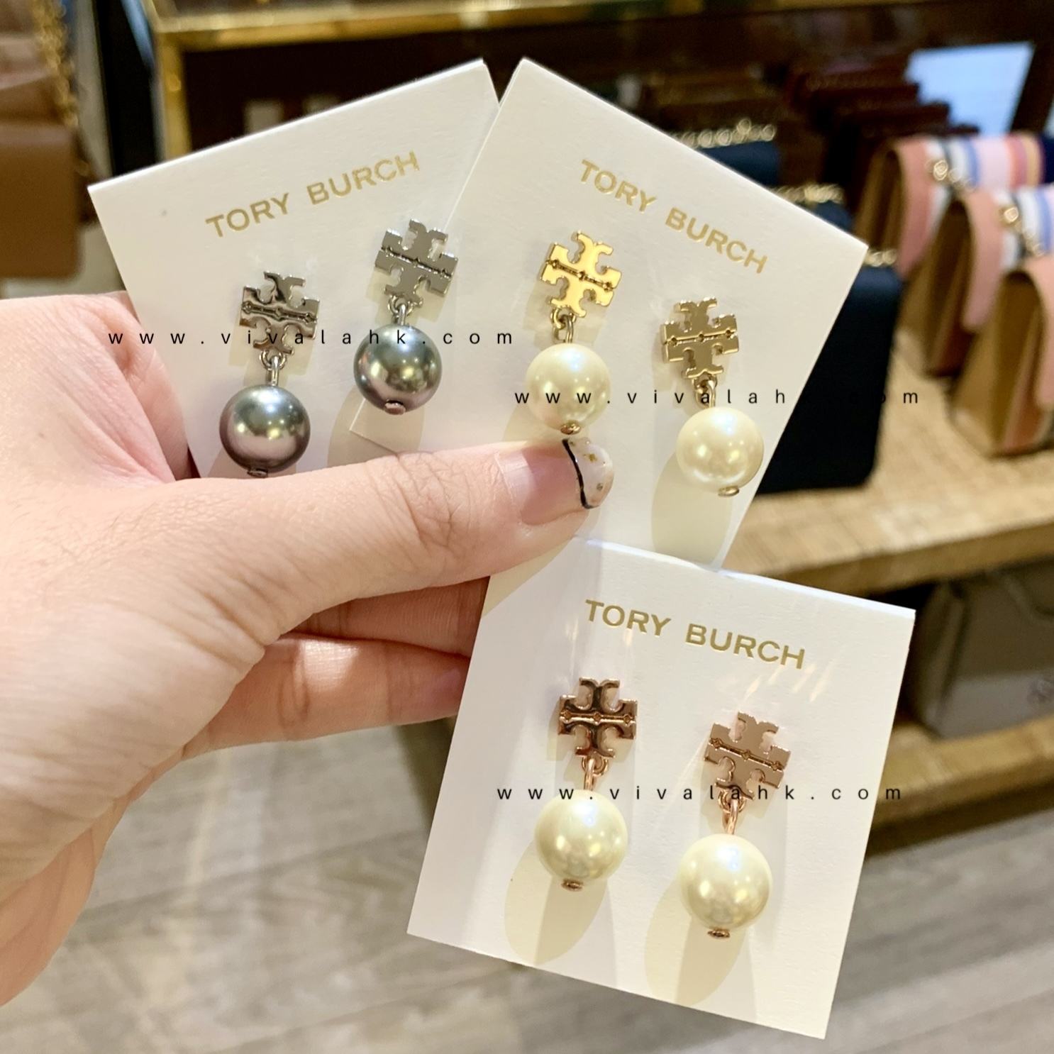 Tory Burch - Logo 珍珠吊墜耳環 (48298)