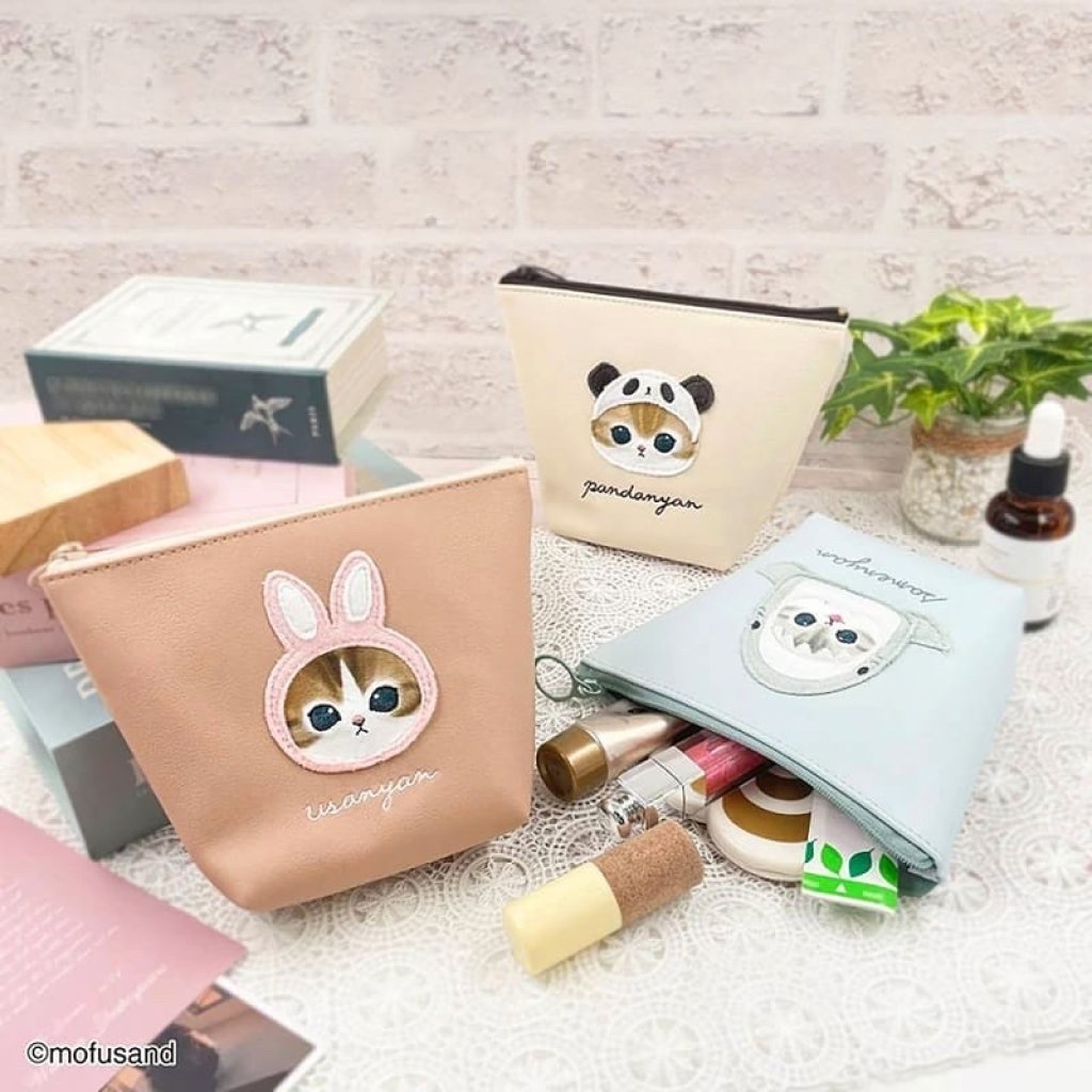 日本 mofusand PU皮船形多用途拉鏈袋