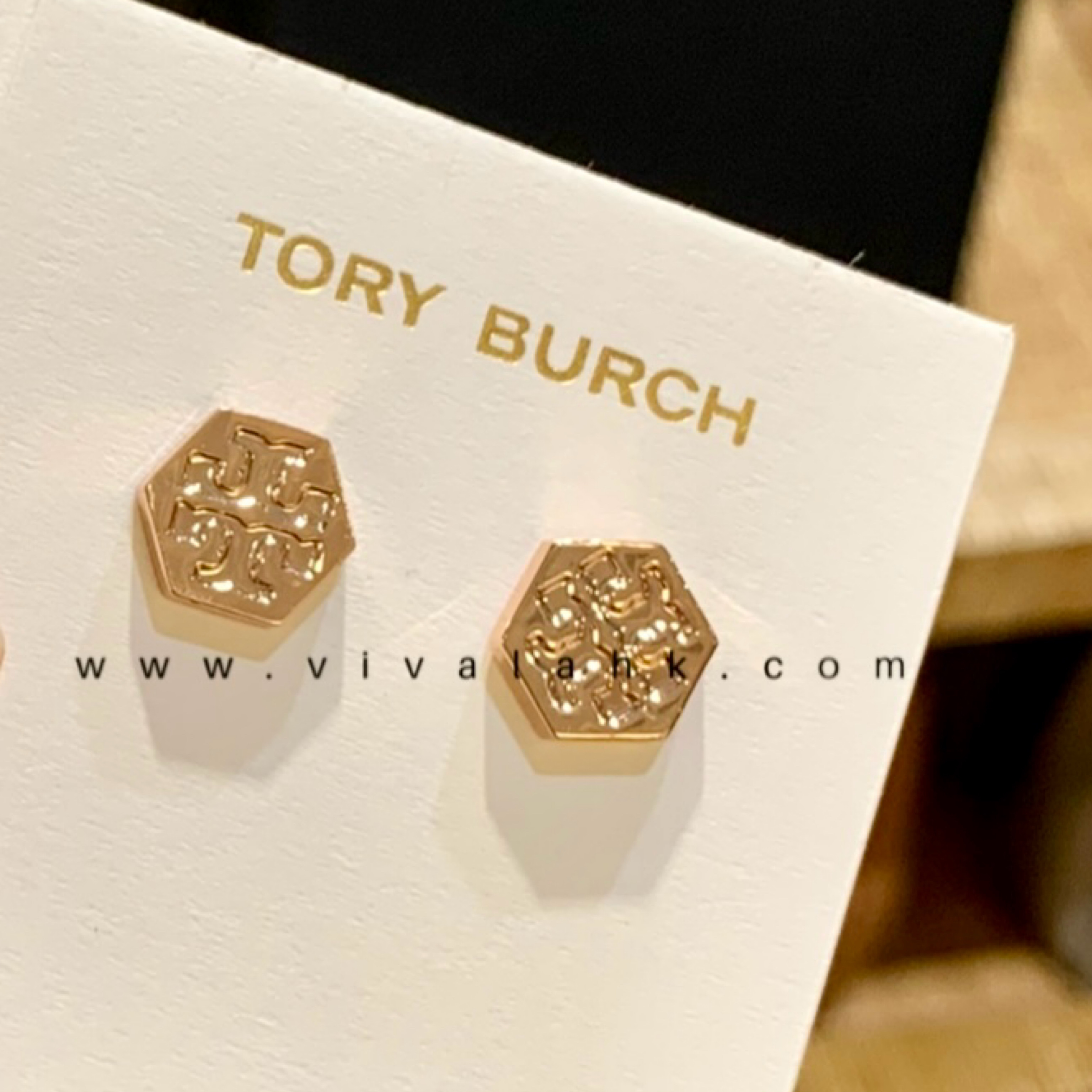 Tory Burch - 六角形 Logo Earrings (56616)