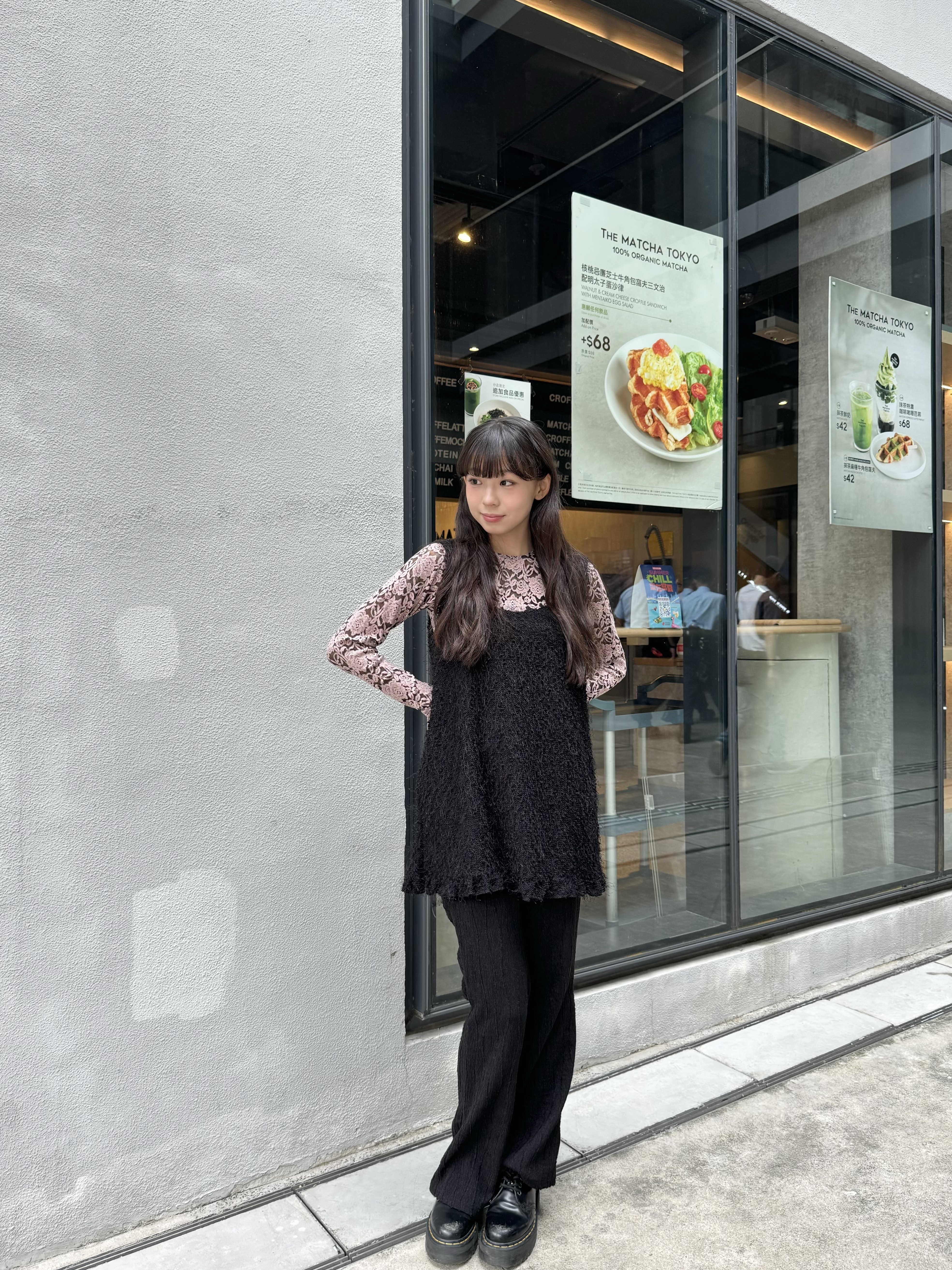 [兩色入] 日系毛毛配頸帶短Ops(Black)