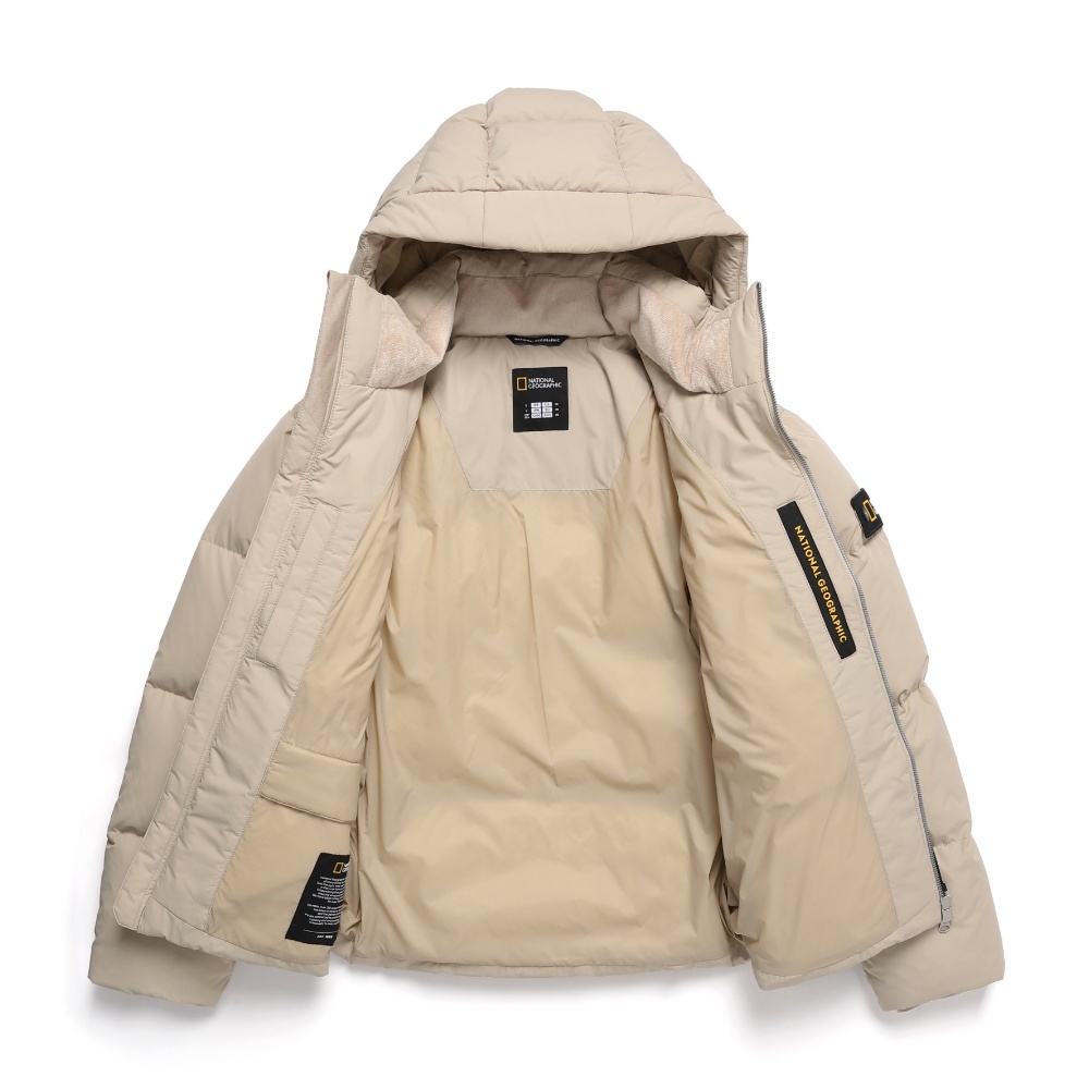 Unisex CAYMAN Detachable Hood Down Jacket - BEIGE
