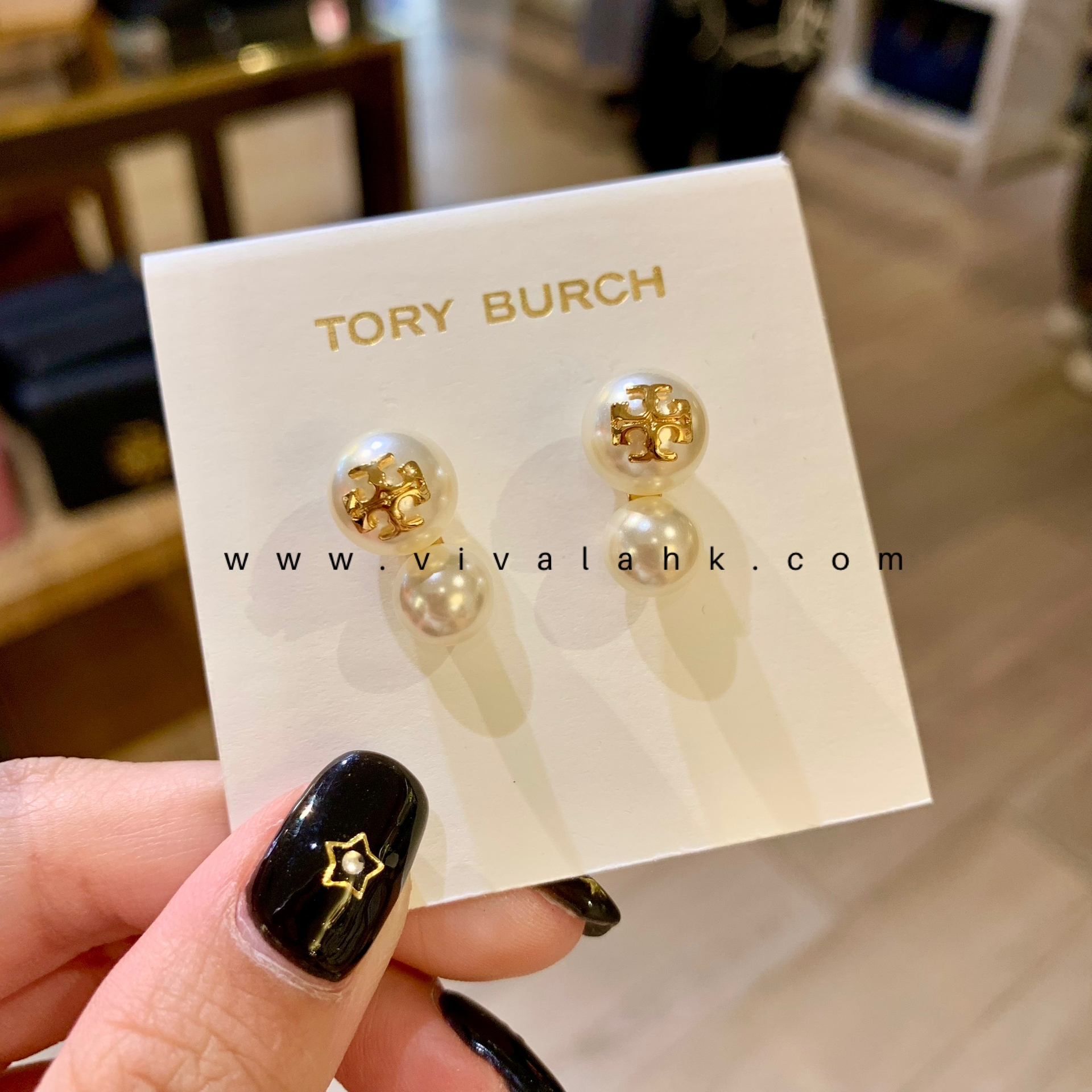 Tory Burch - Crystal Pearl Double Stud Earrings (60265)