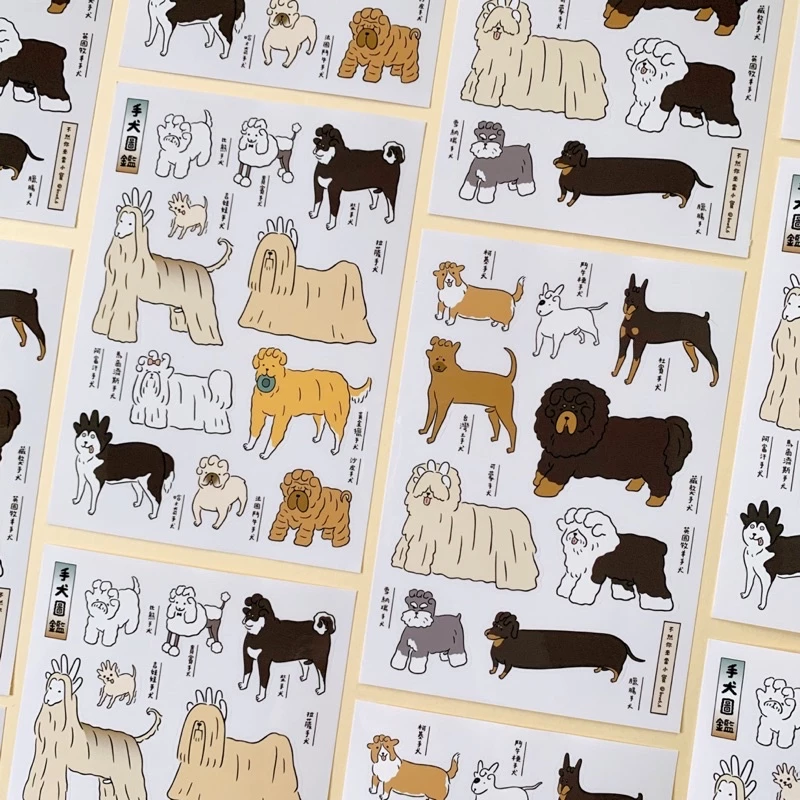 bow hand dog lineup clear sticker