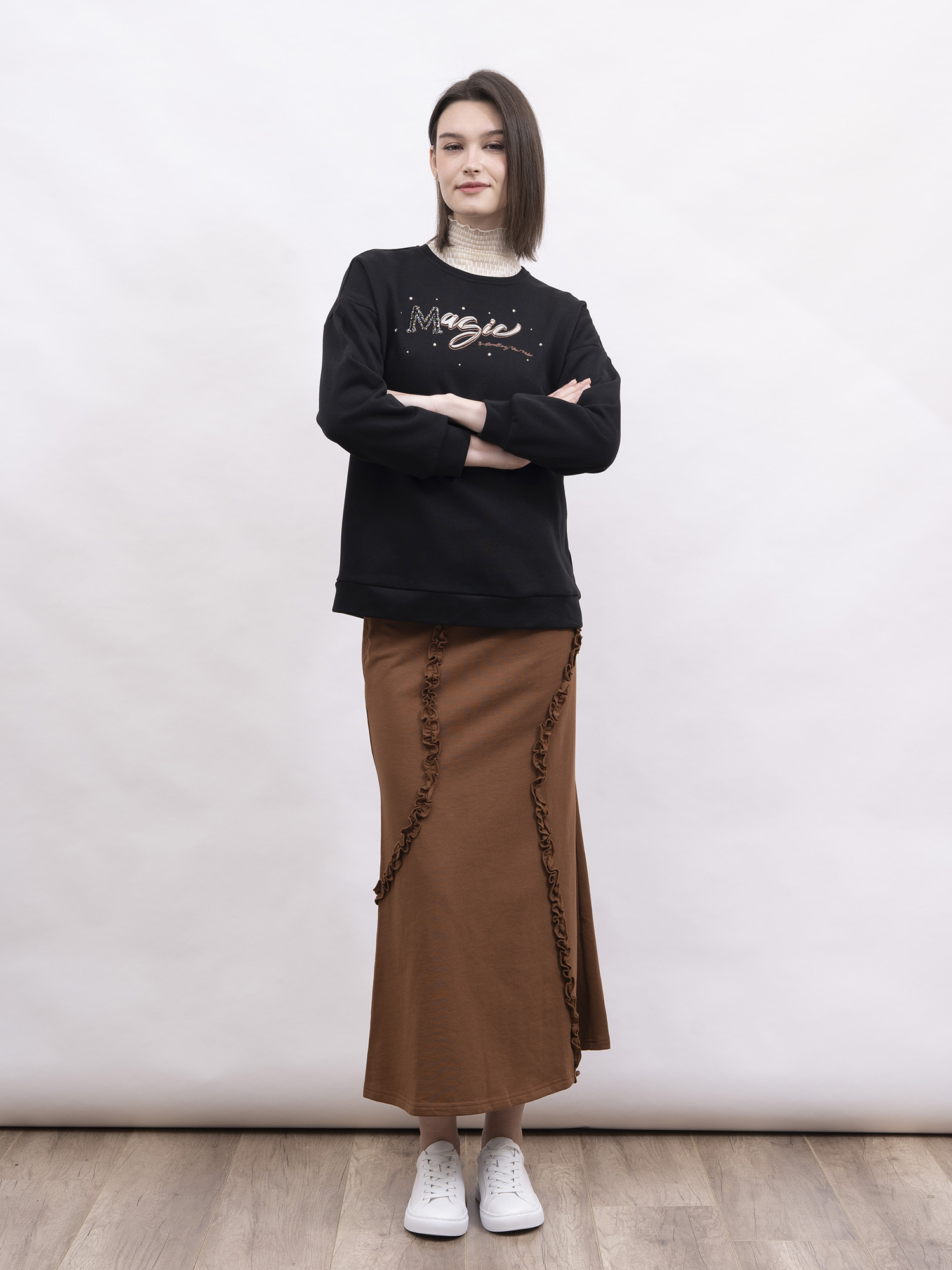 mi-tu 閃石印花圓領衛衣