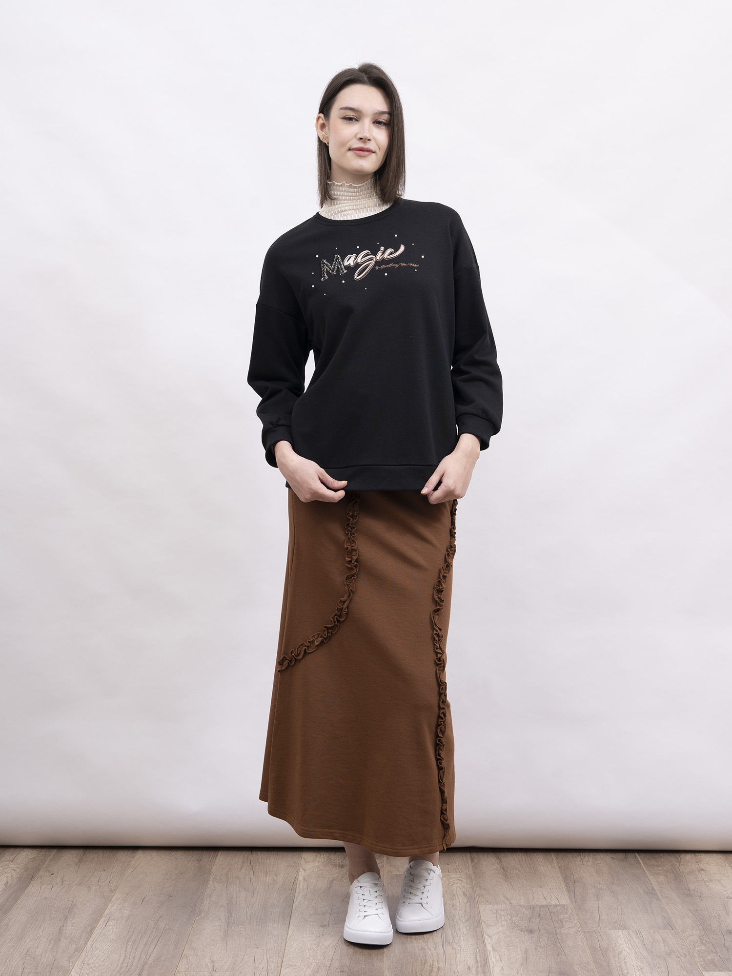 mi-tu 閃石印花圓領衛衣