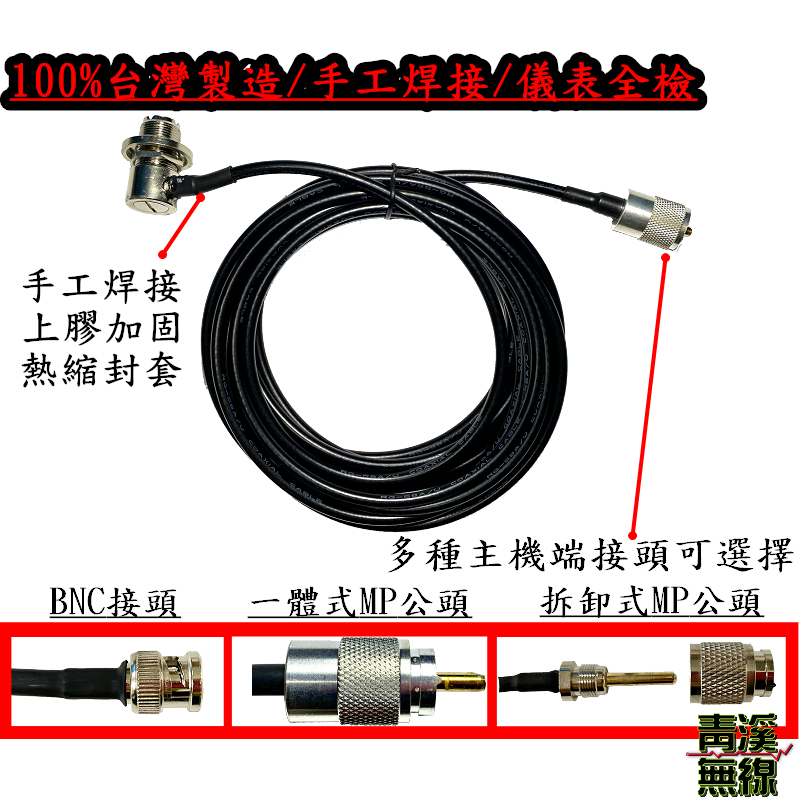 7M長 3D RG-58AU 訊號線 7M  RG58AU訊號線 訊號線 無線電 車機 傳輸線 台灣製造 低損耗手工焊接