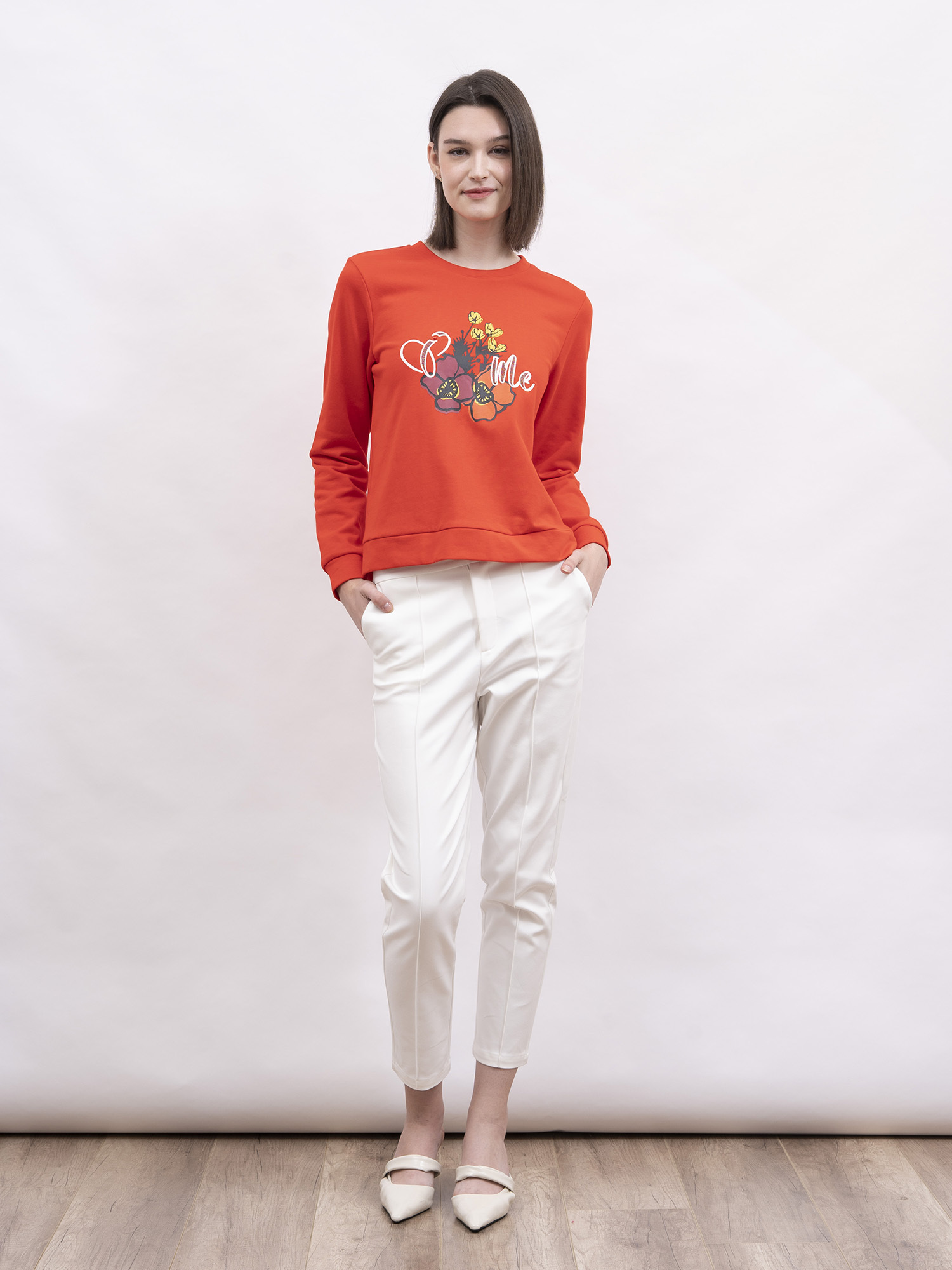 mi-tu 印花圓領衛衣