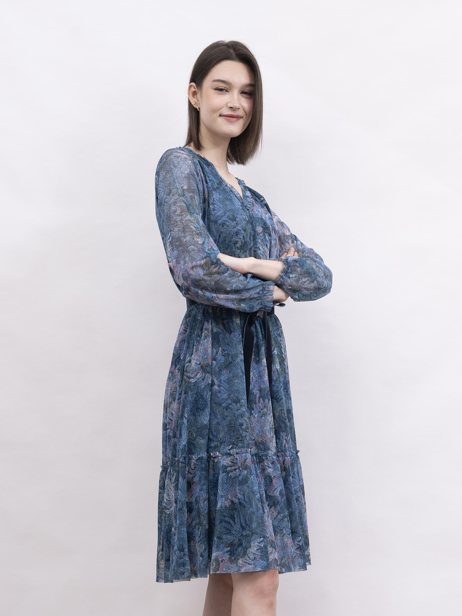 mi-tu 印花V領連身裙