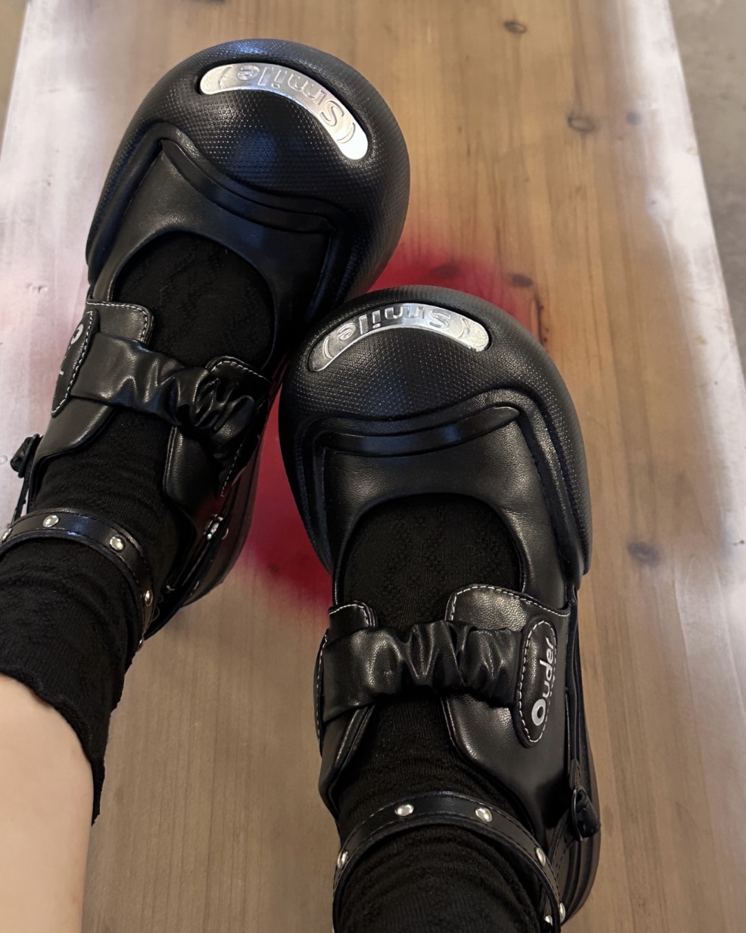 <宋雨琦同款!!!>Ouder Smiler 開口笑 圓頭 厚底 綁帶可拆 帆布鞋 瑪莉珍 解構 暗夜黑