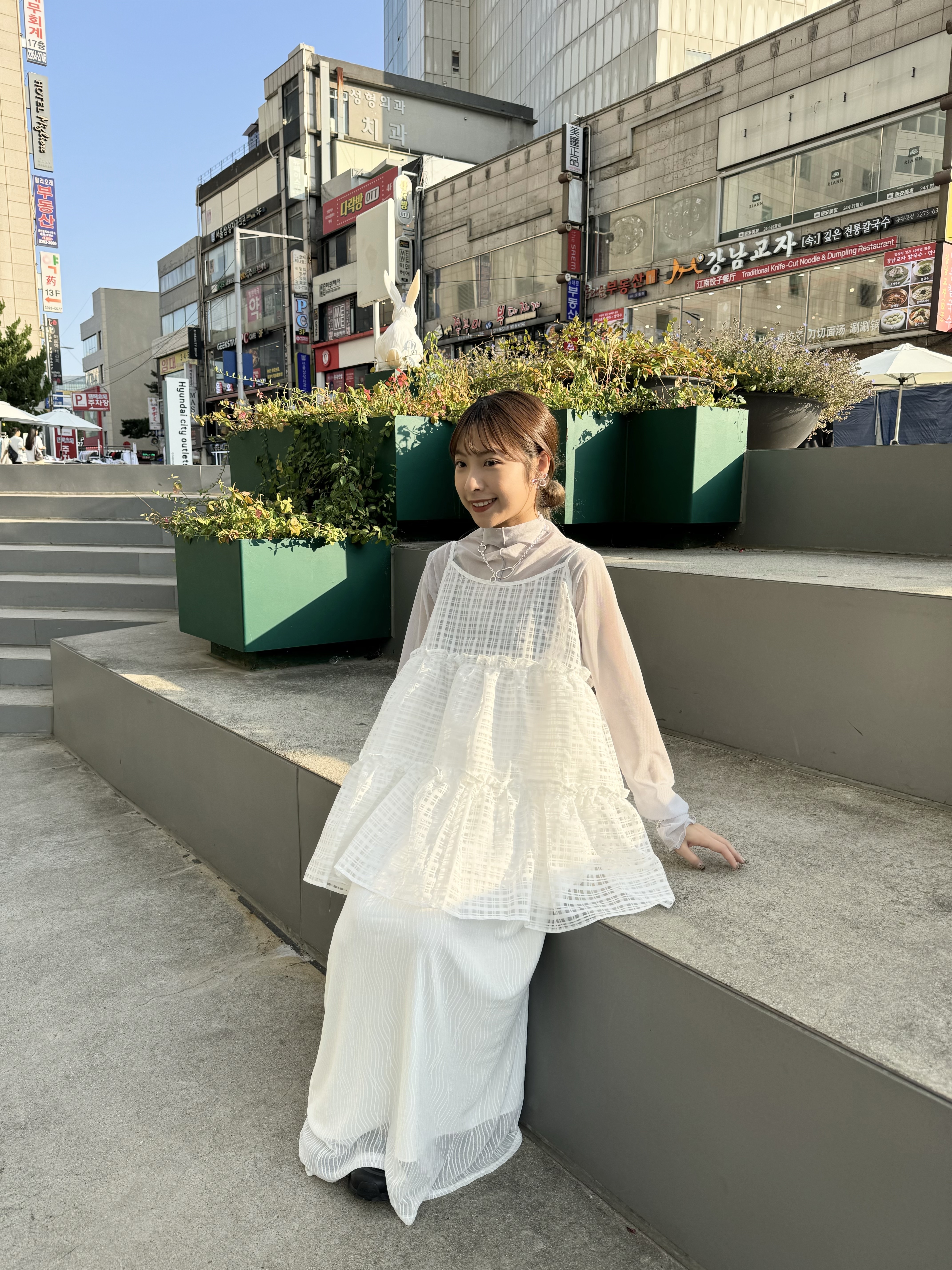 [兩色入]紗紗格子層層背心(white)