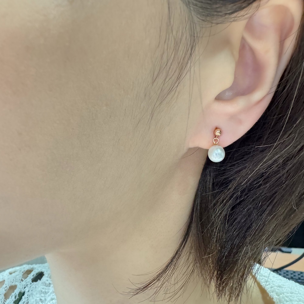 【me.luxe】K18金球珍珠耳環6.5mm