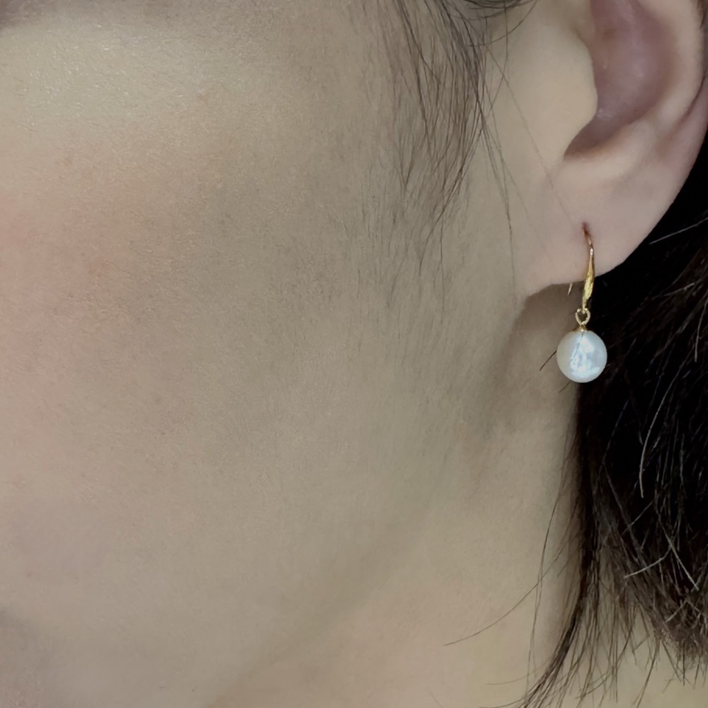 【me.luxe】K18勾式珍珠耳環7.5mm