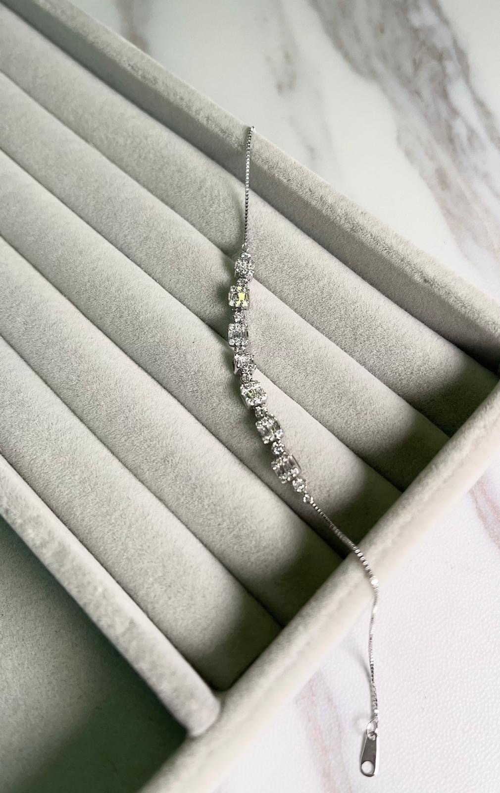 0.5ct 18K 白金 鑽石手鍊 (B940)  17.5cm